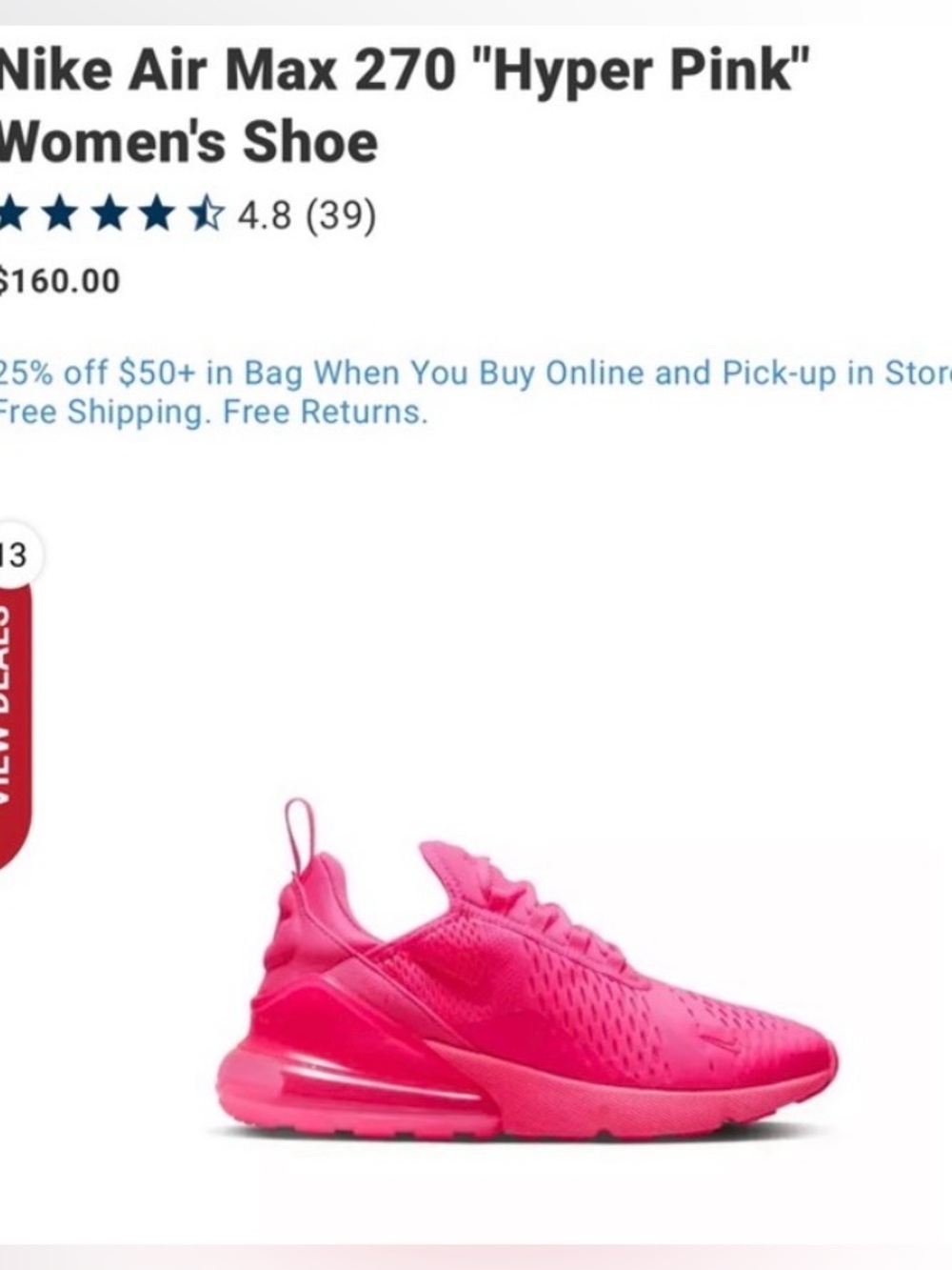 Used Nike Women’s Athletic Shoes in Bright Pink